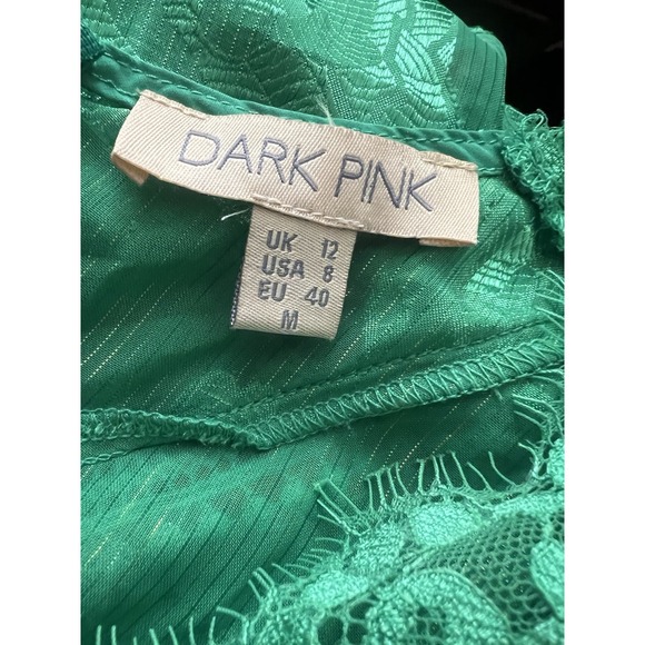 ASOS Dark Pink emerald green maxi dress with asymmetric ruffle/fringe sz 8 - Picture 6 of 10